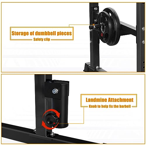 Bongkim Power Rack, Rack Cage for Weight Training, Adjustable Squat Stand Rack for Home Gym Equipment, Lifting Cage with 660lb Capacity