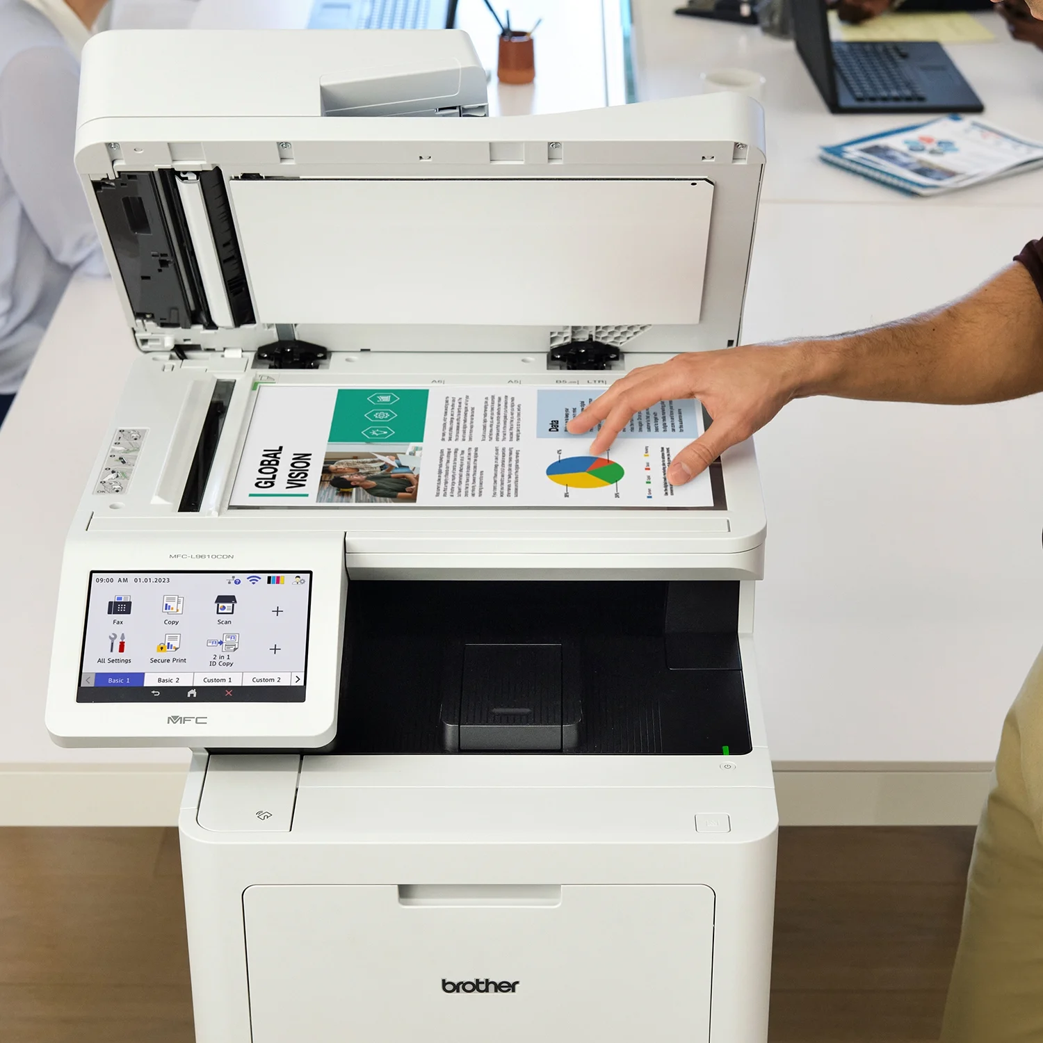 Brother MFC‐L9610CDN Enterprise Color Laser All‐in‐One Printer with Fast Printing, Large Paper Capacity, and Advanced Security Features