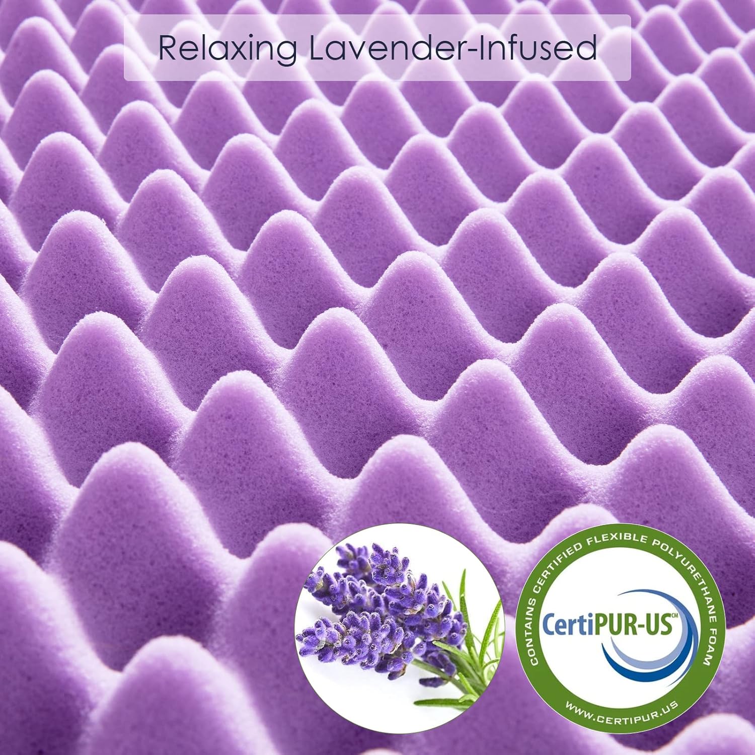 Ganggend Mattress Topper California King (Cal King), 3-Inch Lavender Memory Foam Mattress Topper with Removable Cover, Soft Bed Topper