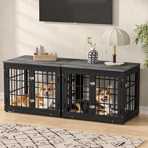 48 Inch Heavy Duty Dog Crate Furniture for Large Dogs, Decorative Pet House End Table, Extra Large Wooden Cage Kennel Furniture Indoor