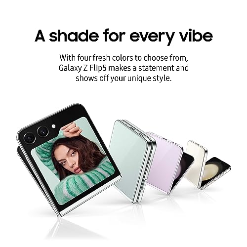 Samsung Galaxy Z Flip5 AI Cell Phone, 256GB Unlocked Android Smartphone, Compact Foldable Design, One-Hand Control, Best Selfies, Large Cover Screen