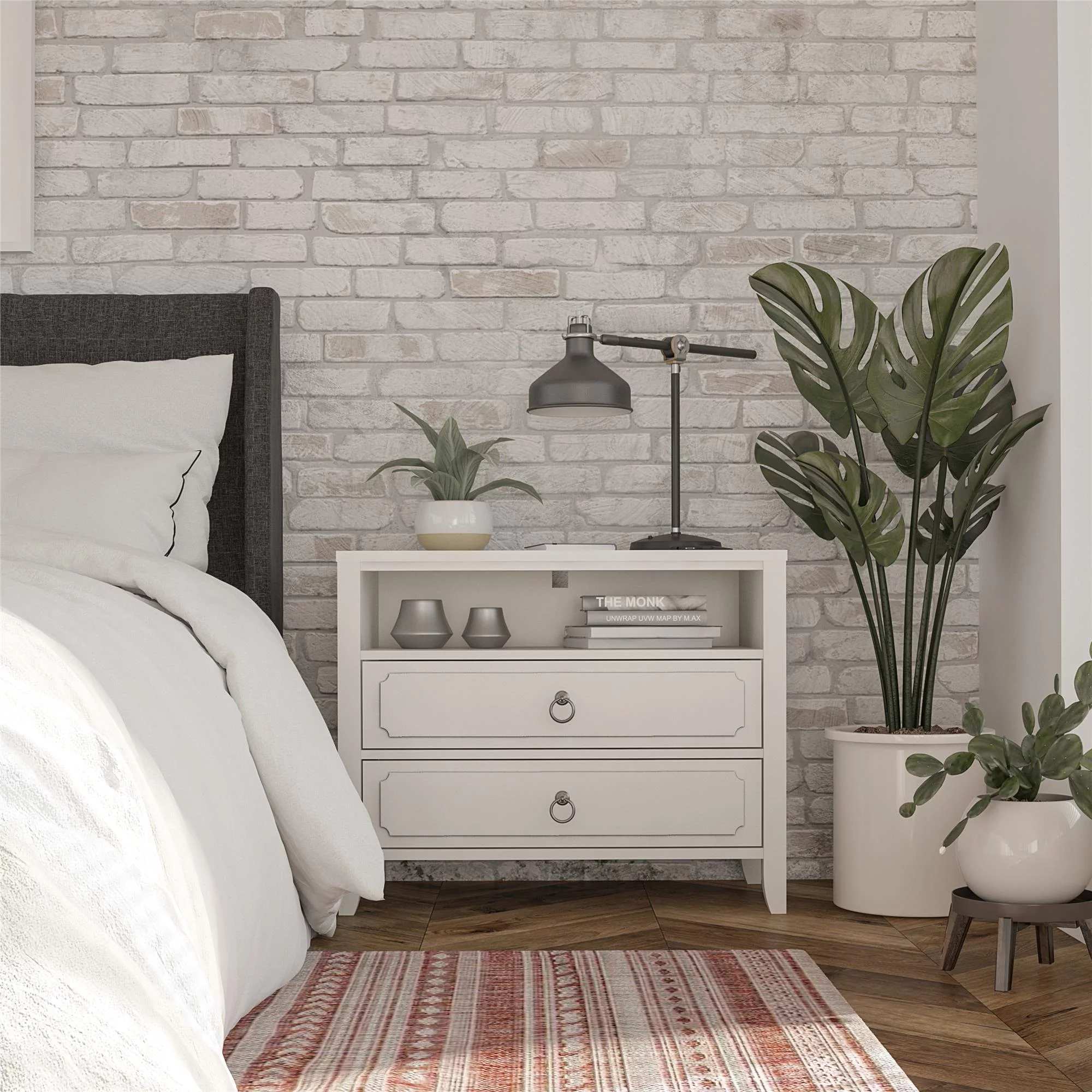 Novogratz Her Majesty 2 Drawer Nightstand, Soft White - Radiant Selections