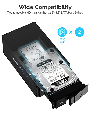 SABRENT USB 3.2 5-Bay 3.5” SATA Hard Drive Docking Station, Trayless Design, USB-C 10Gbps, Independent Power Switches, Locking Bays, Aluminum Cooling