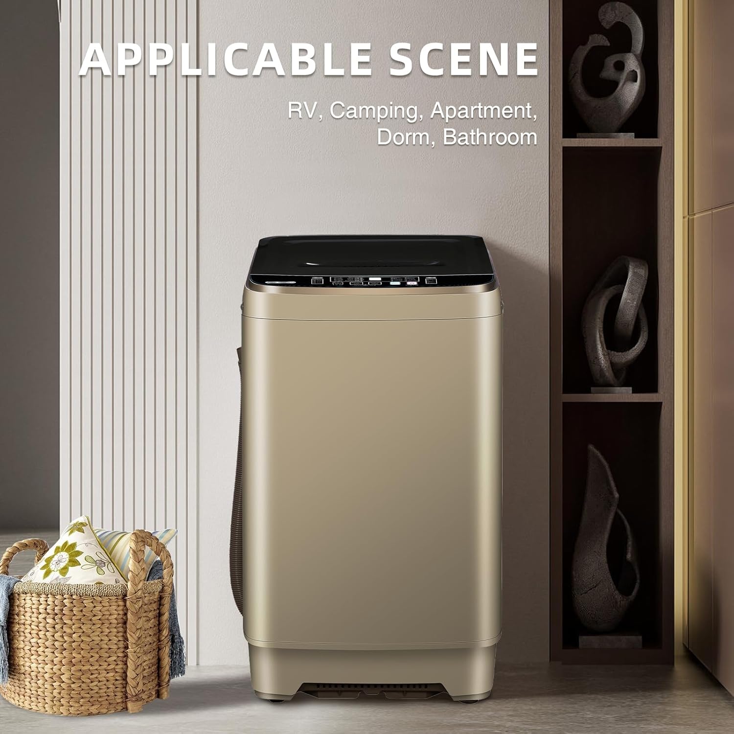 Portable Washing Machine, 13.3lbs Automatic Laundry Machine with 10 Programs, LED Display, High-efficiency Compact Washer for Apartment, Home, Dorms