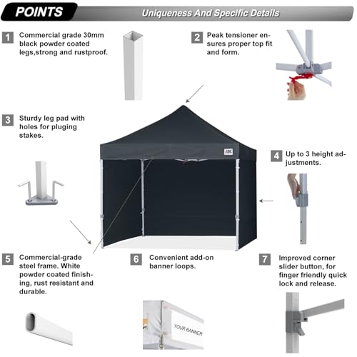 ABCCANOPY Easy Pop Up Canopy Tent with Sidewalls 10x10 Commercial -Series, White