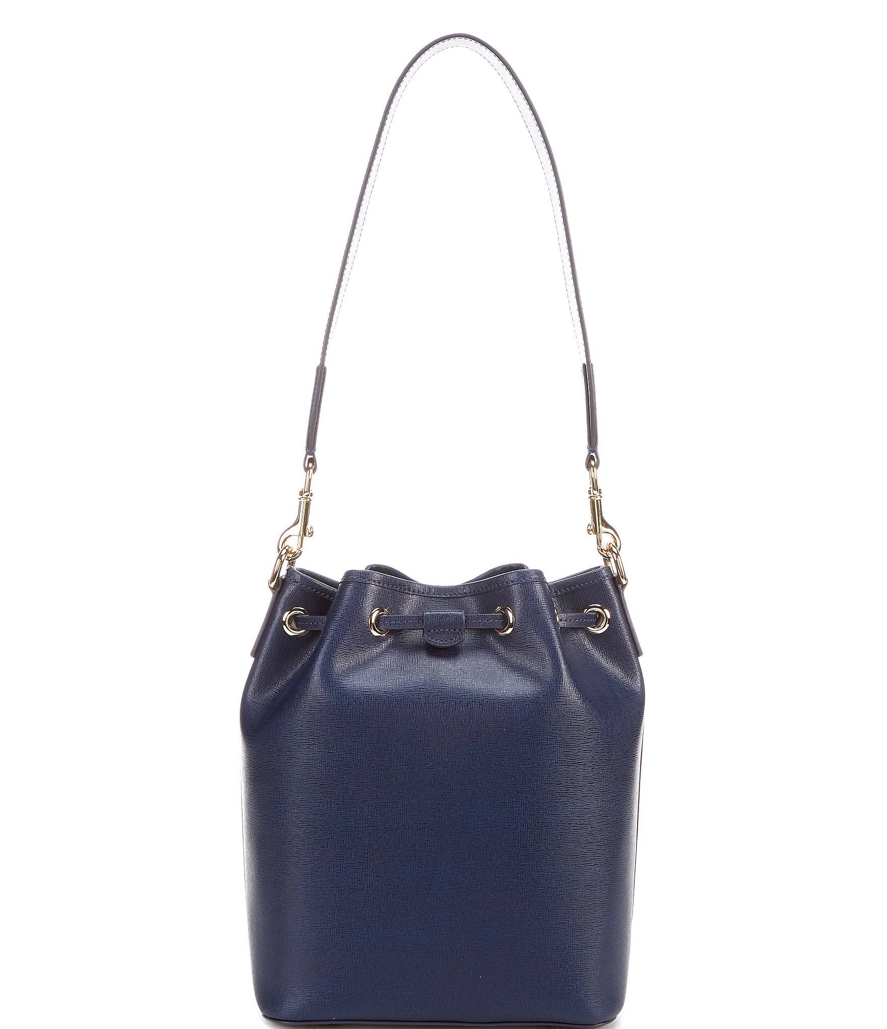 Dooney u0026 Bourke Leather Saffiano Drawstring Bag ,Marine