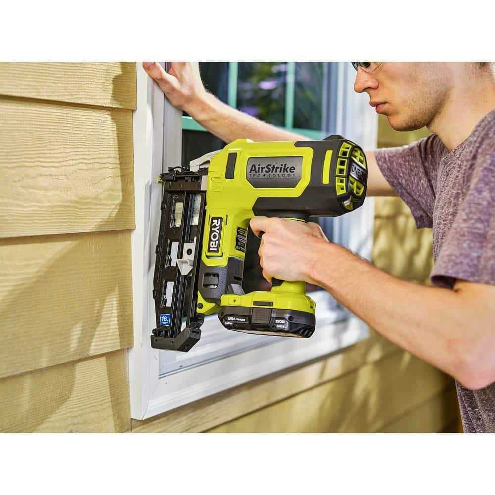 RYOBI ONE+ 18V 16-Gauge Cordless AirStrike Finish Nailer Ah Battery - Shop Hardware Tools Online Store