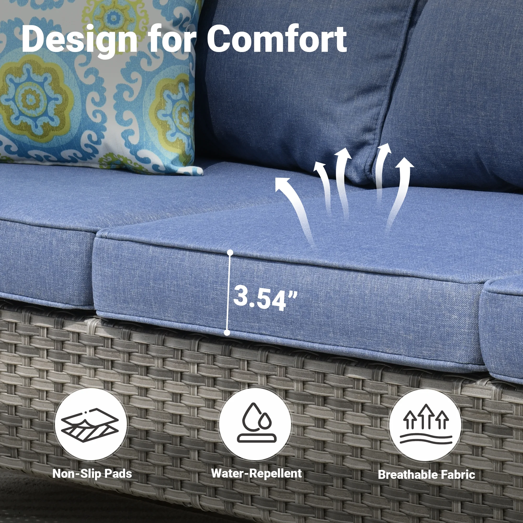 Ovios 7 Pieces Modern Outdoor Patio Furniture All Weather Wicker Conversation Set with Sectional Couch and Ottoman for Backyard - Radiant Selections