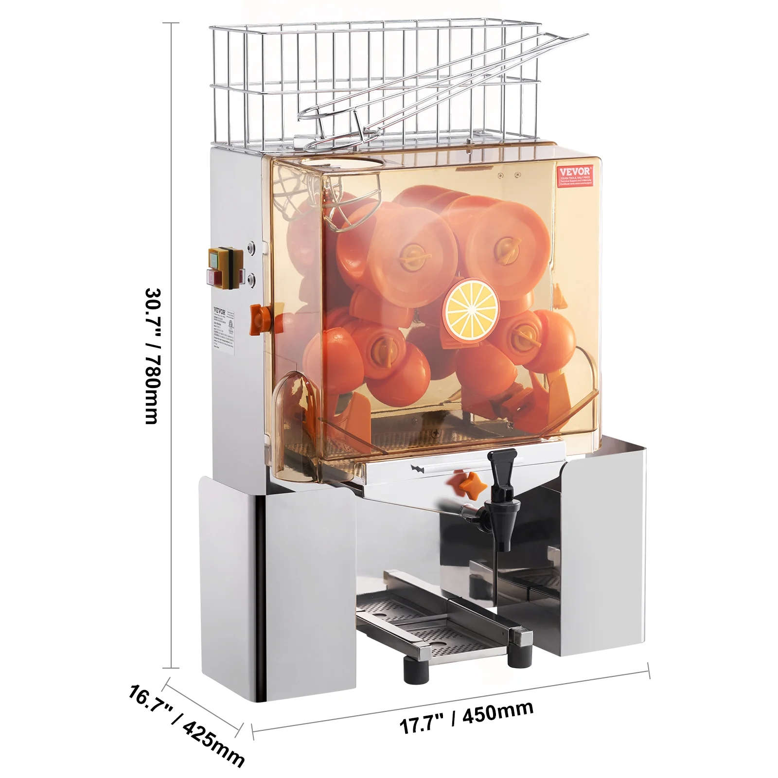 SKYSHALO Commercial Orange Juicer Machine 120W Juice Squeezer Extractor Water Tap