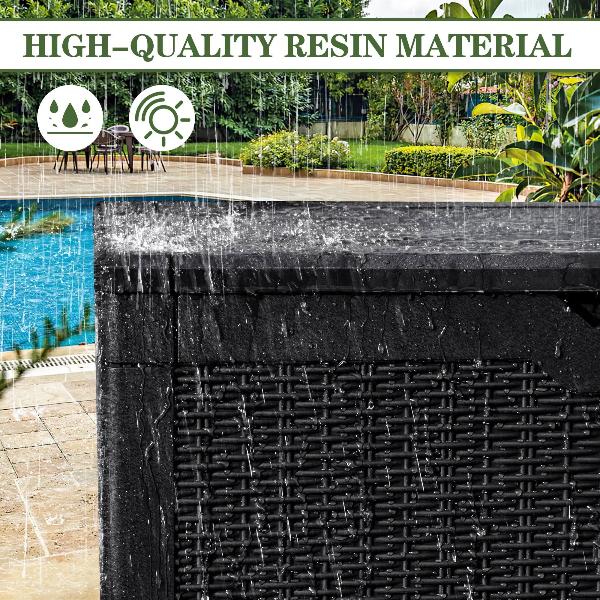 Homall 100 Gallon Outdoor Box Deck Plastic Resin Storage Box, Black