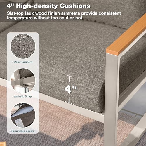Patio Furniture Set, 4 Pieces Outdoor Patio Furniture with Coffee Table Set