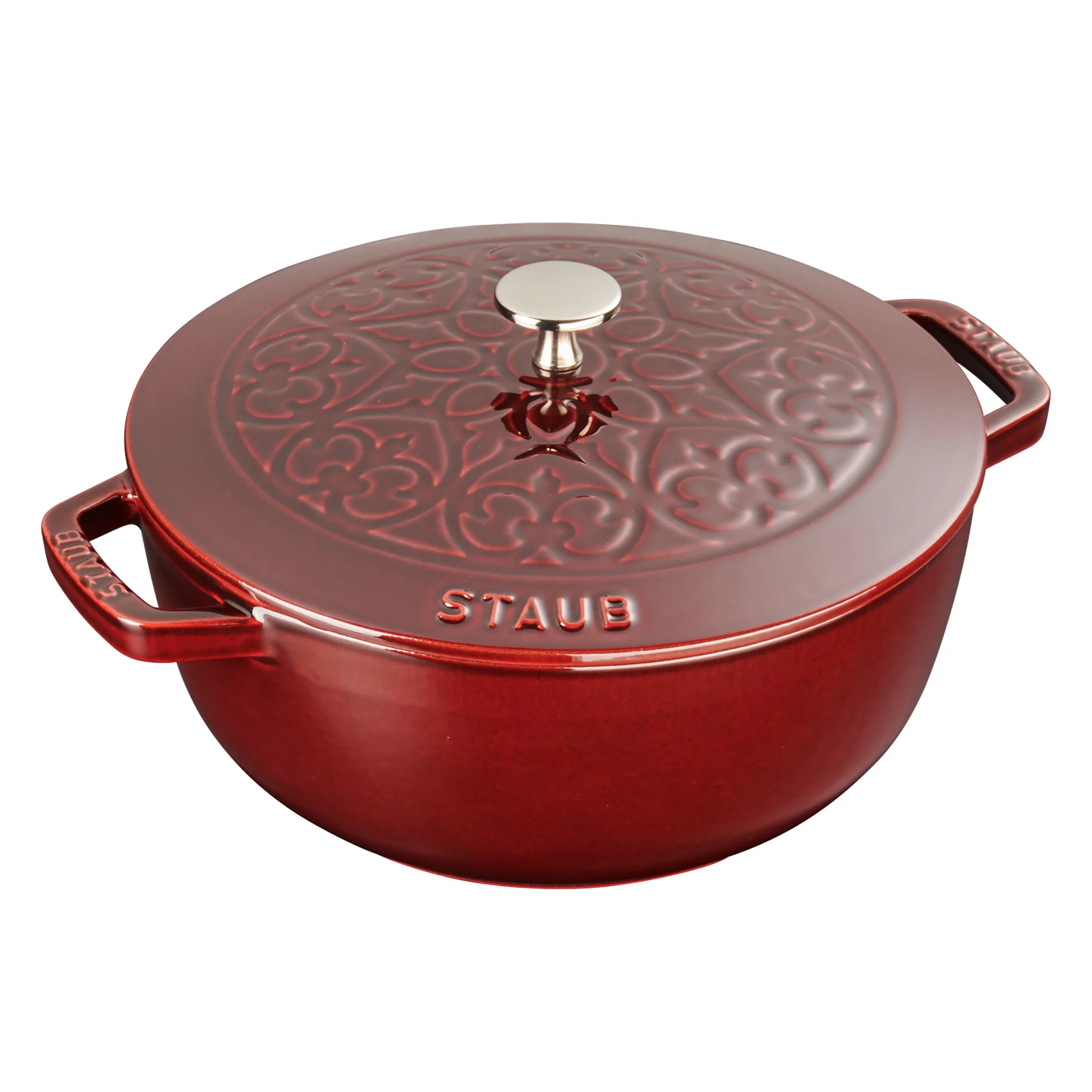 Staub Cast Iron 3.75-qt Essential French Oven with Lilly Lid - Grenadine