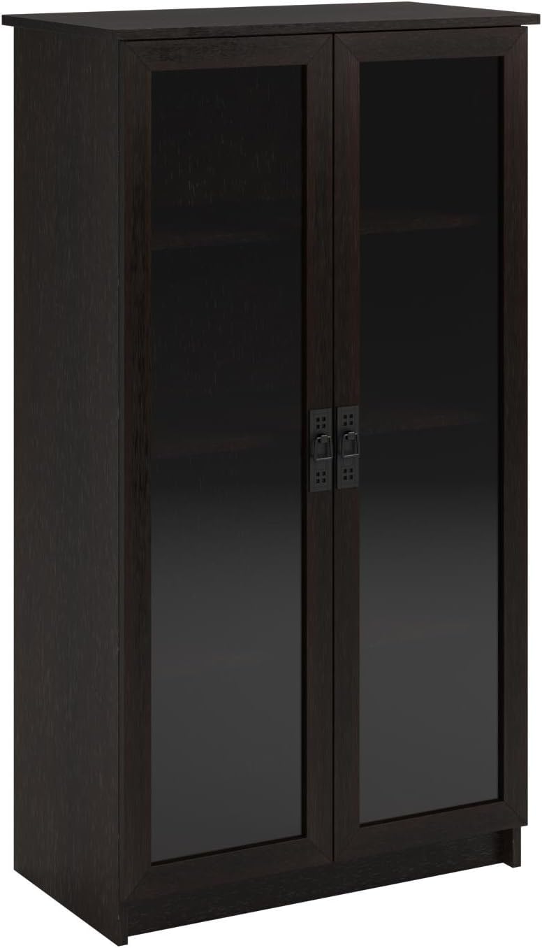Ameriwood Home Quinton Point Bookcase with Glass Doors, Inspire Cherry
