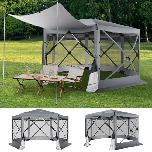 COBIZI 12x12ft Pop up Gazebo Screen Tent Screen House for Camping, Camping Outdoor Screened Gazebo, Canopy Tent