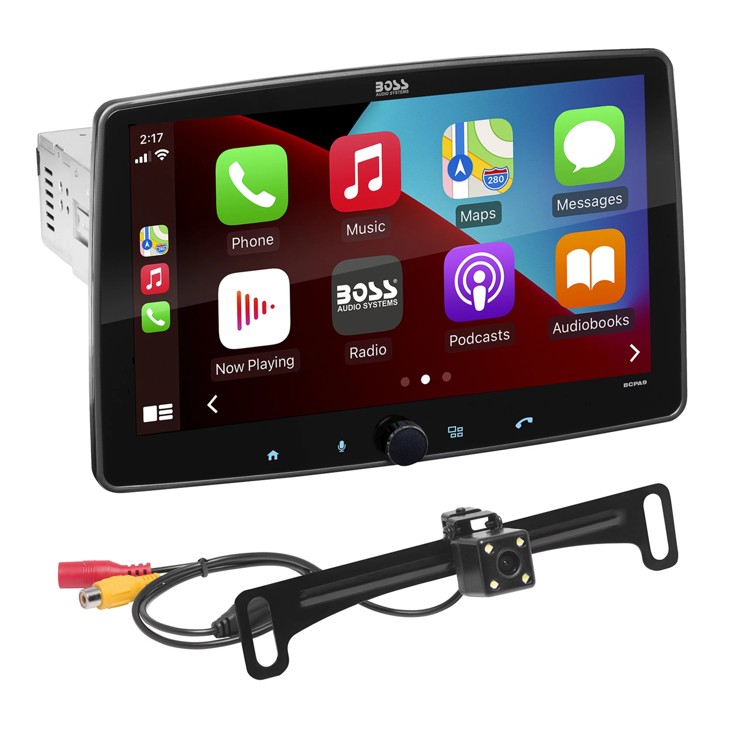 BOSS Audio Systems BCPA9RC CarPlay Android Auto 1 Din Stereo with Backup Camera