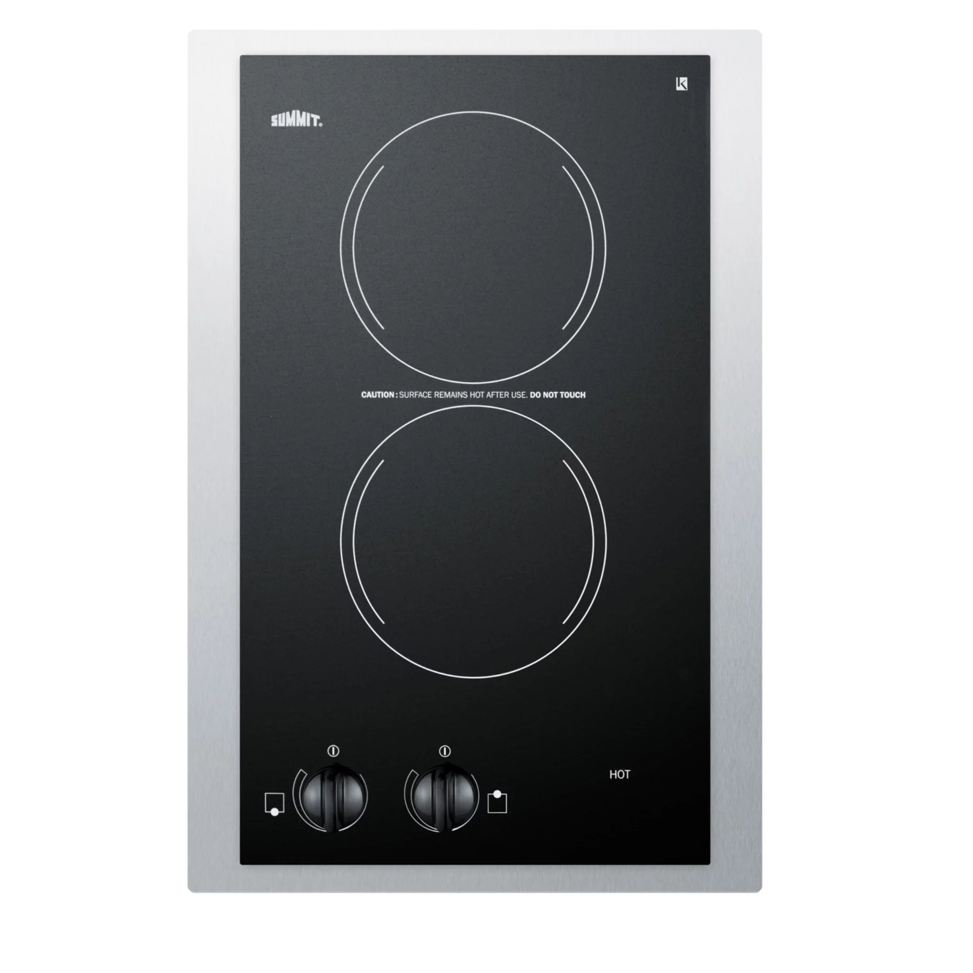 15" Wide 230V 2-Burner Radiant Cooktop