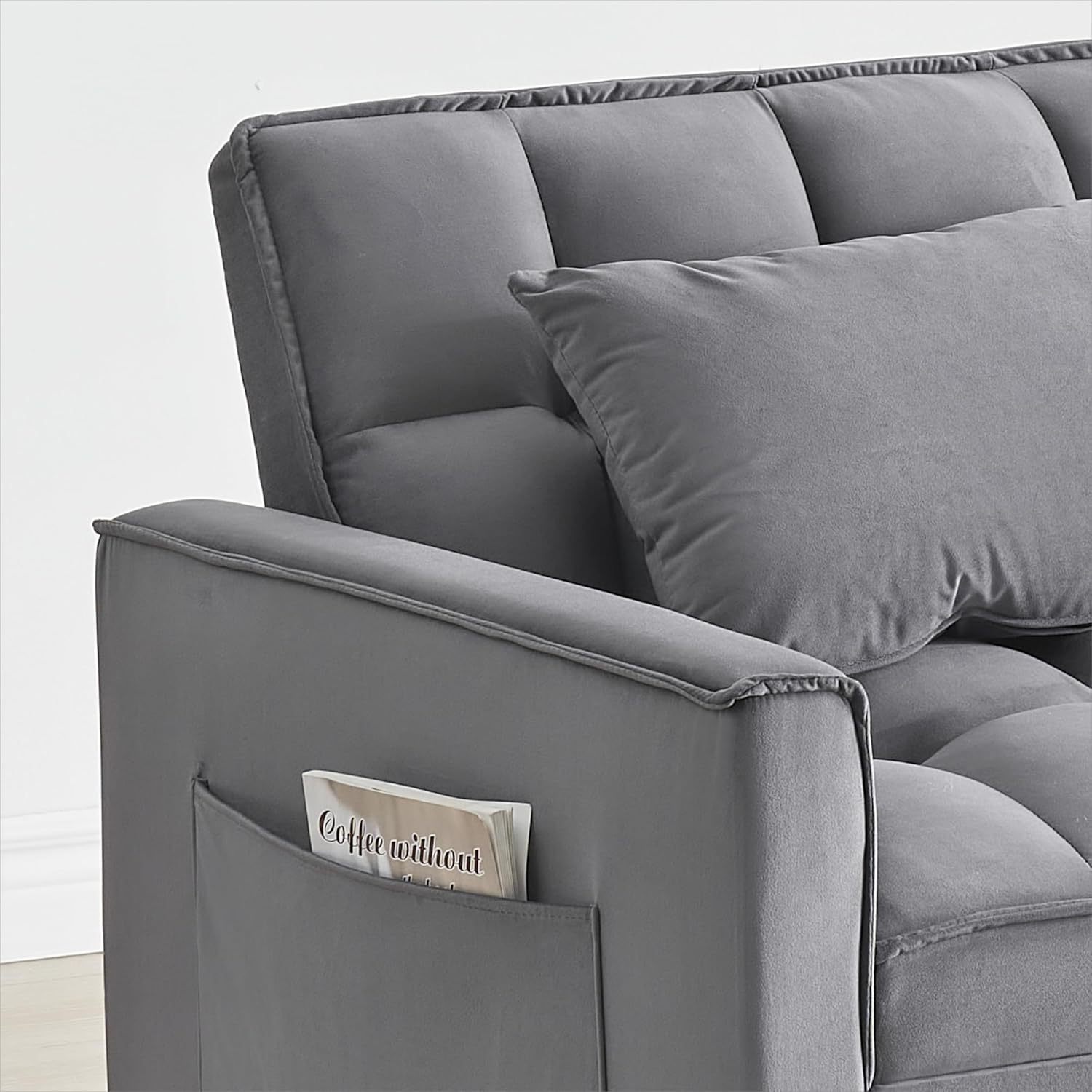 bed8 35" Twin Size Pull 3 in 1 Convertible Sleeper Chair, Velvet Reading Armchair, Futon Recliner, Foldable Chaise Lounge Sofa with Pullout Bed