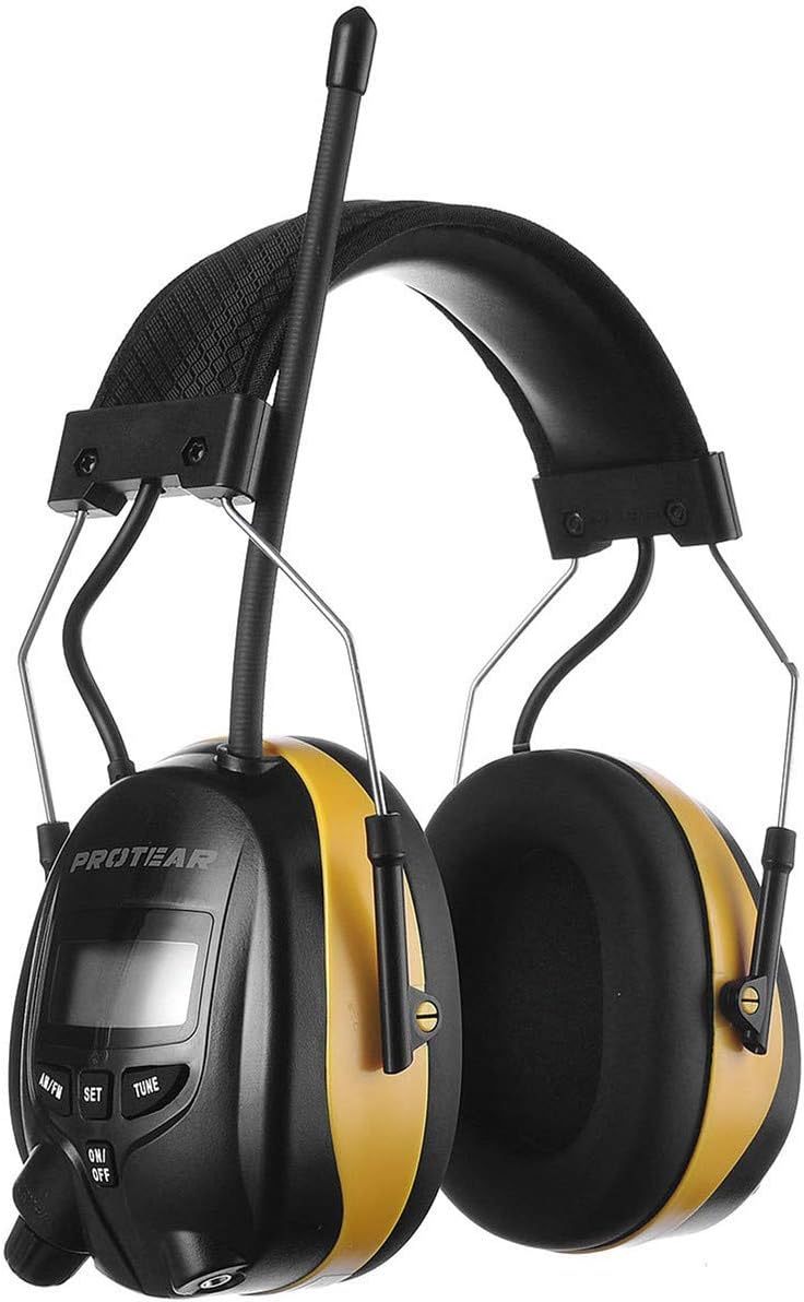 PROTEAR Digital AM FM Radio Headphones, 25dB NRR Ear Protection Safety Ear Muffs