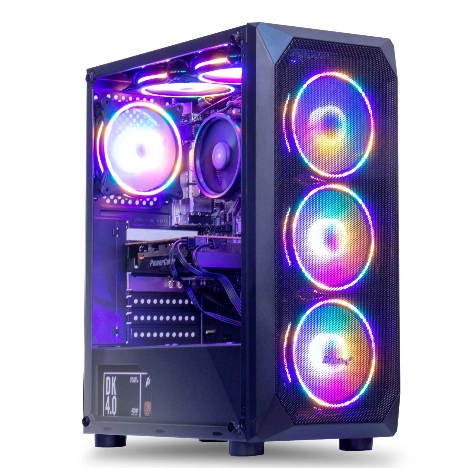 MXZ Gaming PC Computer AMD Ryzen 5 5500 3.6GHz, RTX 3060 12GB, B450M,16GB DDR4 3200,NVME 1T SSD, 6RGB Fans, WIFI & Win 11 Pro Ready