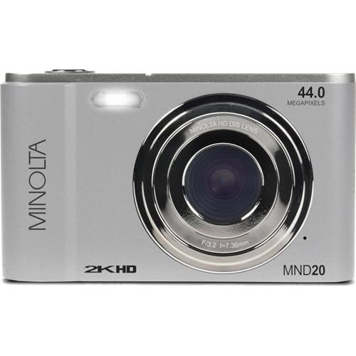 Minolta MND20 44MP Digital Camera &ndash; 2.7K Ultra HD Video, 16X Digital Zoom, Anti-Shake Stabilization, Time Lapse, Face Detection