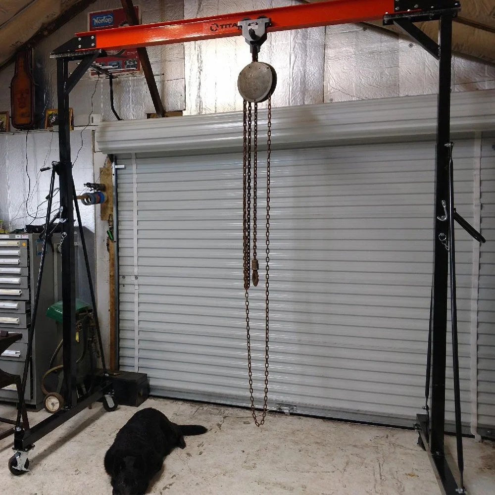 Titan Attachments 2 Ton Adjustable Steel Gantry Crane, Portable Shop Lift Hoist, Frame Only, Rated 4,000 LB - Radiant Selections