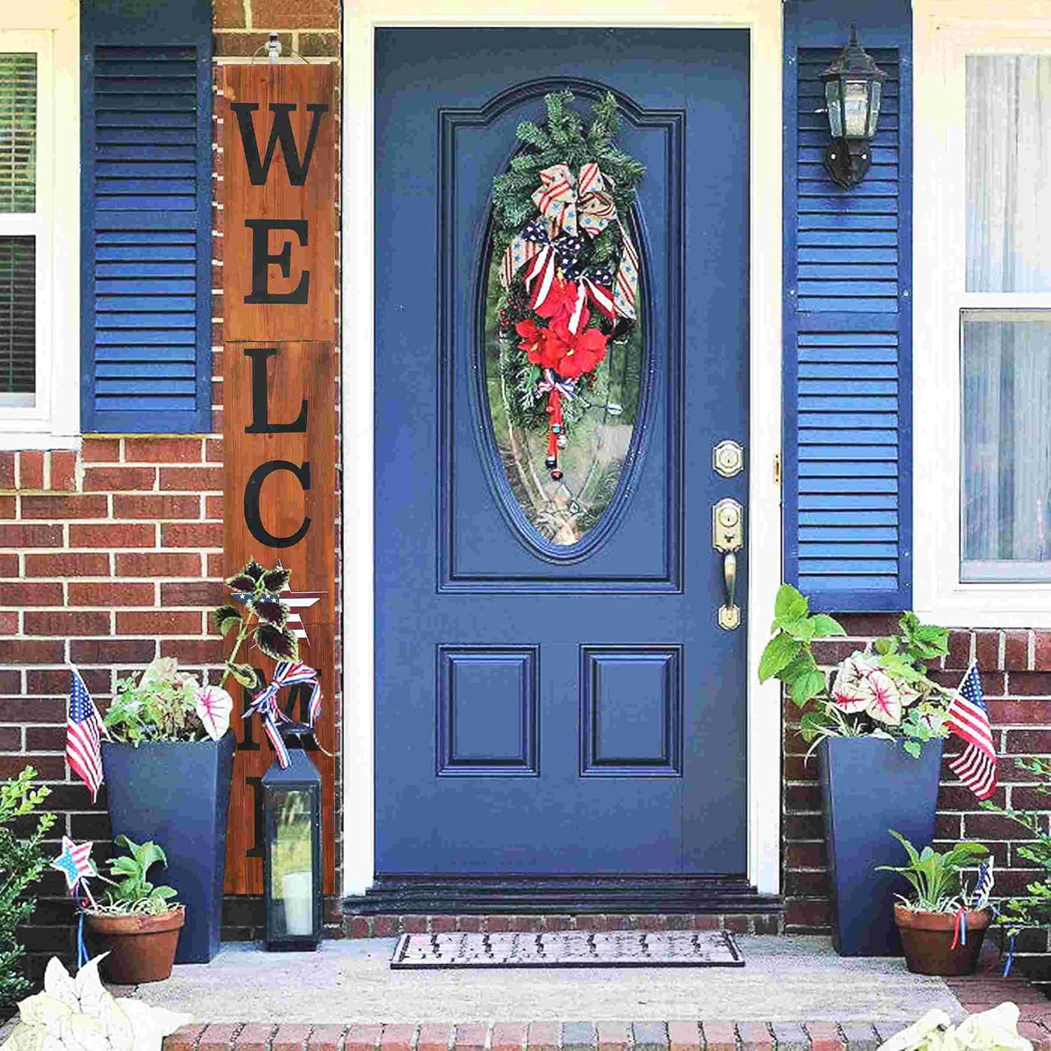 Outdoor Welcome Sign for Front Porch Decor, Interchangeable Seasonal Icons Vertical Welcome Sign, Modern Farmhouse Decor for The Home