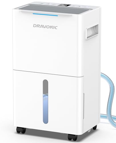 21 Pints Dehumidifier for Basement - 1500 Sq.ft Dehumidifiers for Home, Bedroom & Bathroom with Continuous Drain Hose, Intelligent Humidity Control