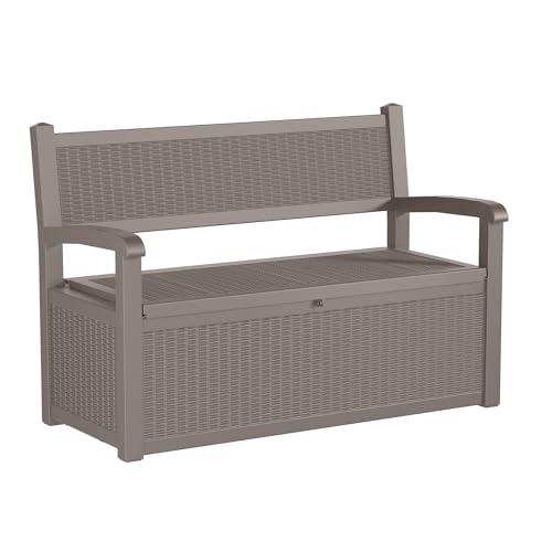 80 Gallon Storage Bench Deck Box Waterproof Lockable,Outdoor Storage Furniture for Patio,Garden and Porch,Tools and Cushions（Black）