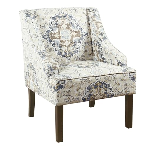 HomePop Velvet Swoop Arm Accent Chair, Suri Blue