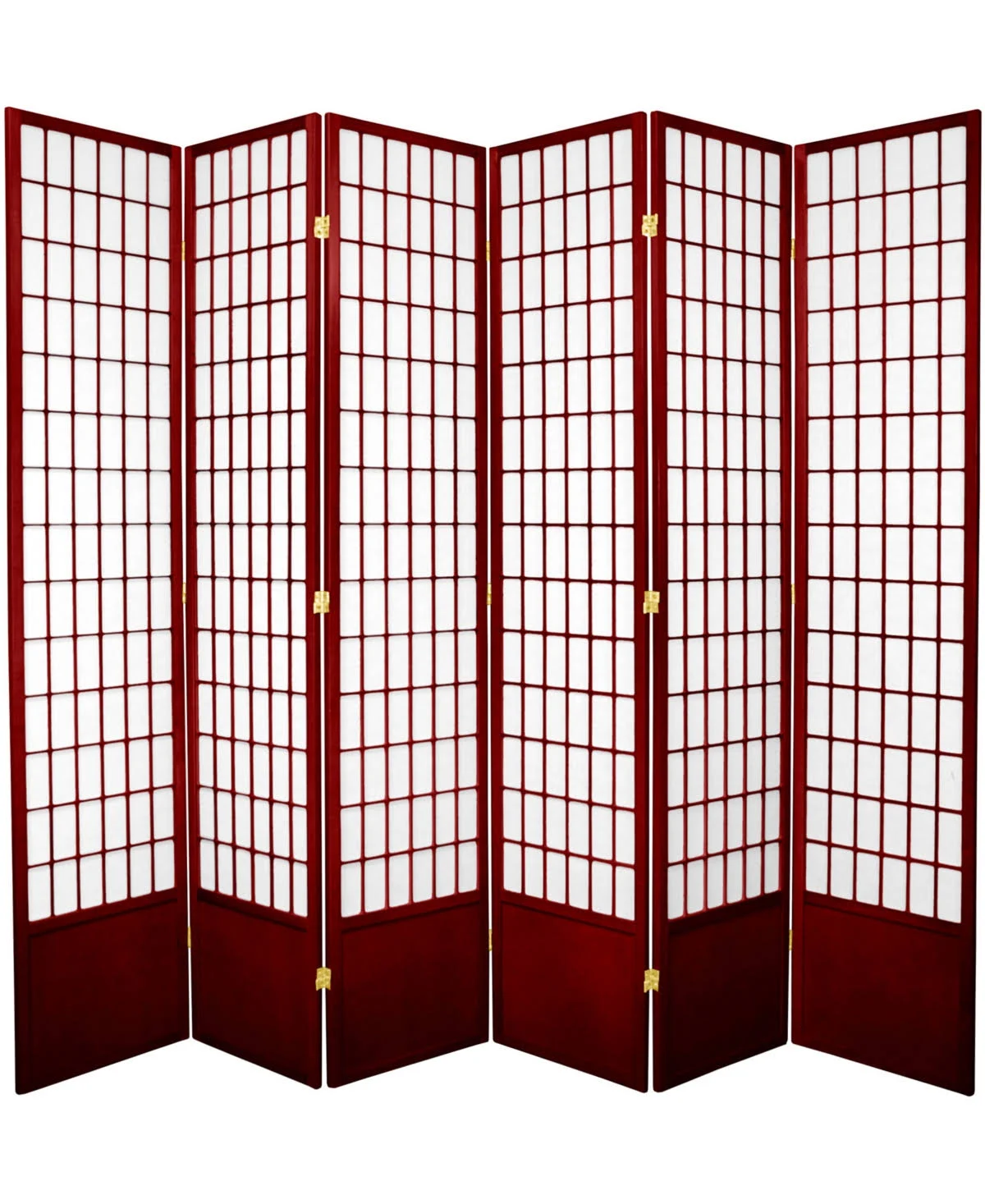 Oriental Furniture 7 ft. Tall Window Pane Shoji Screen - 6 Panel - Rosewood