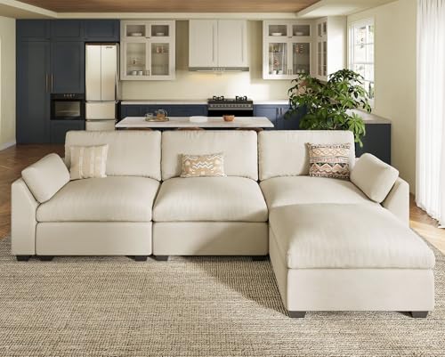 Belffin Extra Large Modular Sectional Sofa,106.3" 4-Seater L Shaped Couch,Velvet Convertible Sectional Couches for Living Room