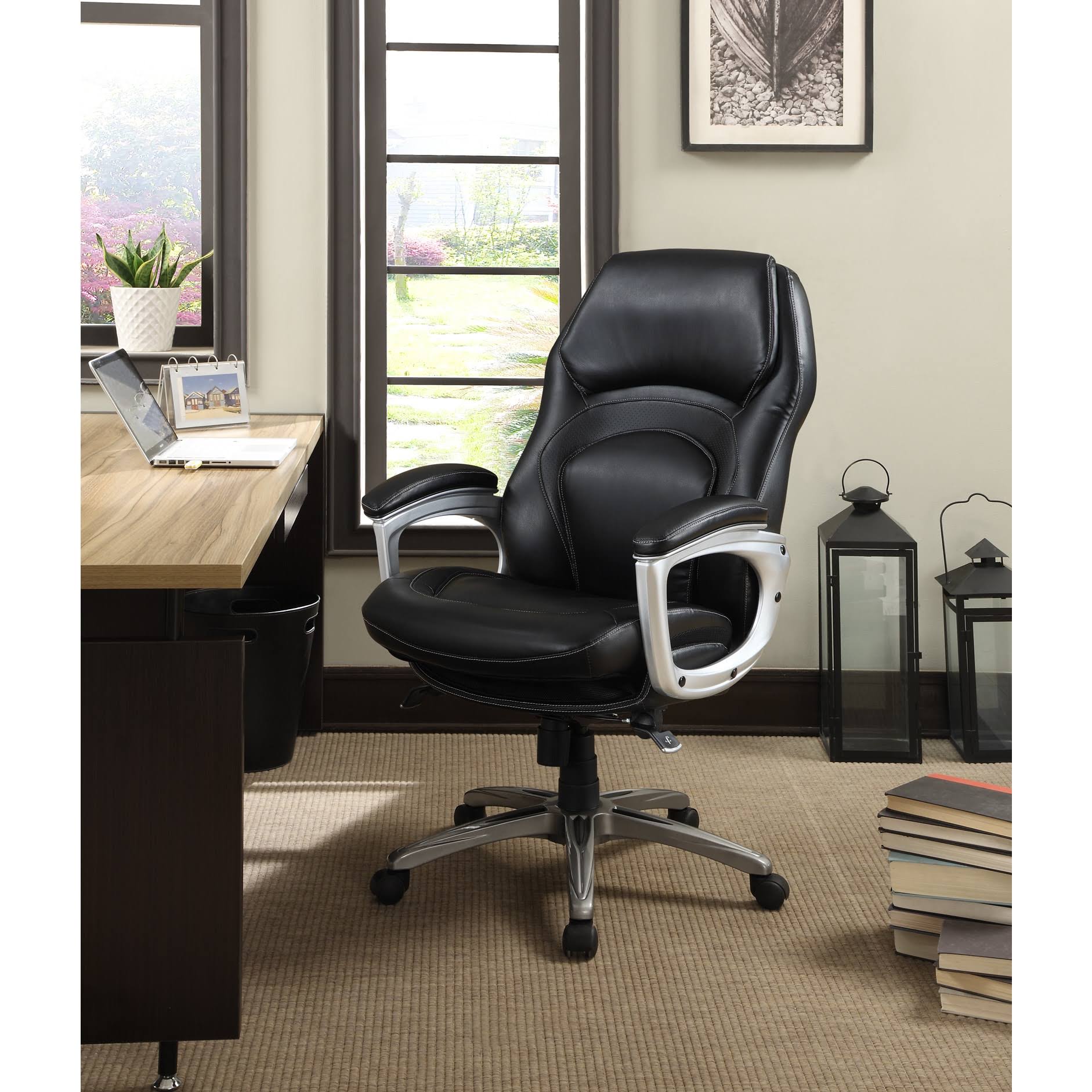 Serta Back in Motion Bonded Leather Health and Wellness Executive Office Chair (Black)