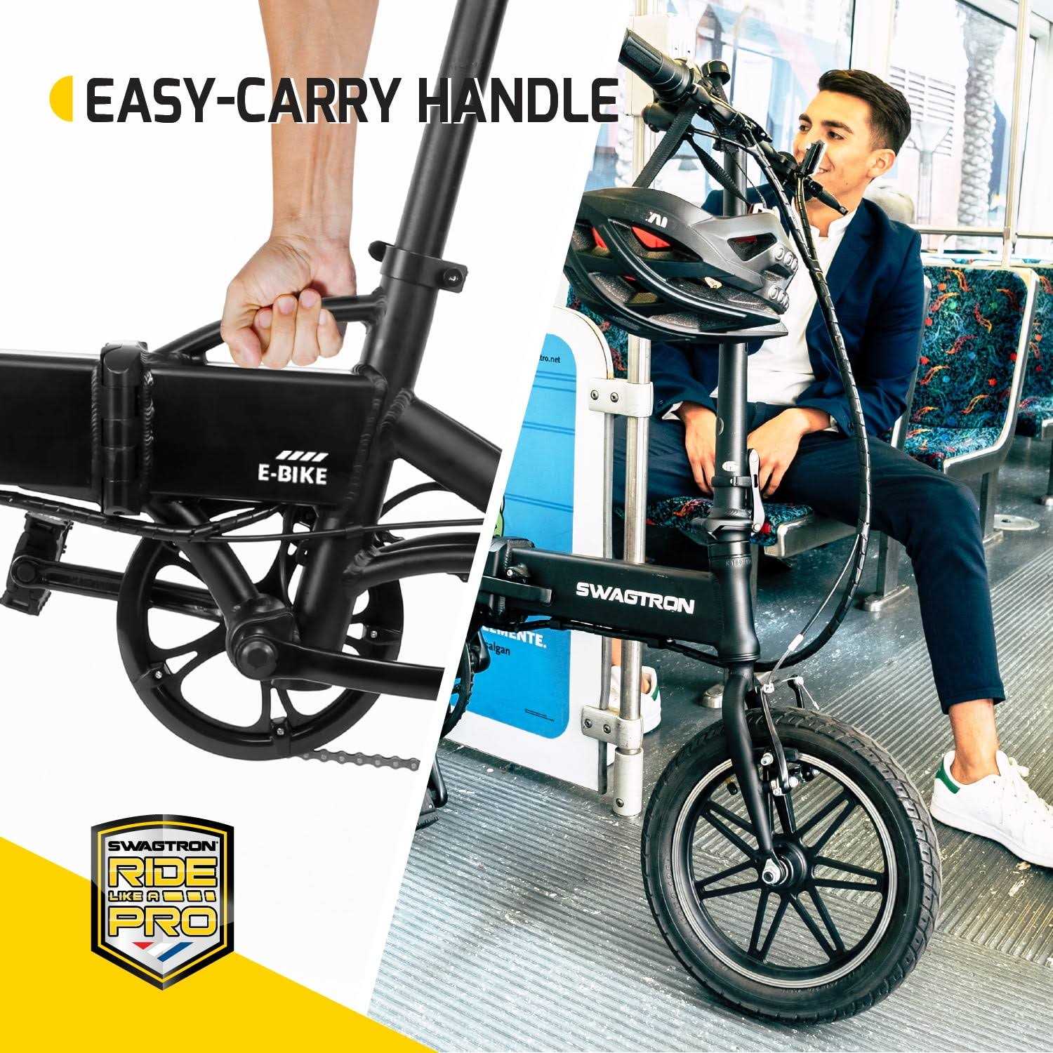 Swagtron Swagcycle EB5 Pro Plus Lightweight Aluminum Folding Electric Bike with Pedals - Sports Supplies Online Store