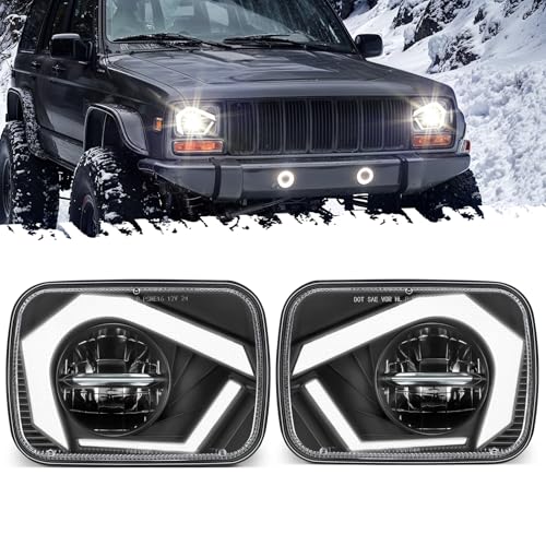 Partsam 2025 H6054 LED Headlights 7x6 5x7 Headlamp Hi/Low Sealed Beam Lights [DOT] [Start & End Animation] [Anti-glare] [DRL] [Sequential Turn