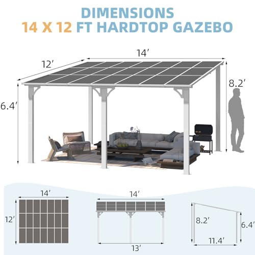 AECOJOY 10&rsquo; x 10&rsquo; Gazebo, Wall Mounted Gazebos Pergola on Clearance, Outdoor Patio Lean to Gazebo Awnings for Deck, Porch