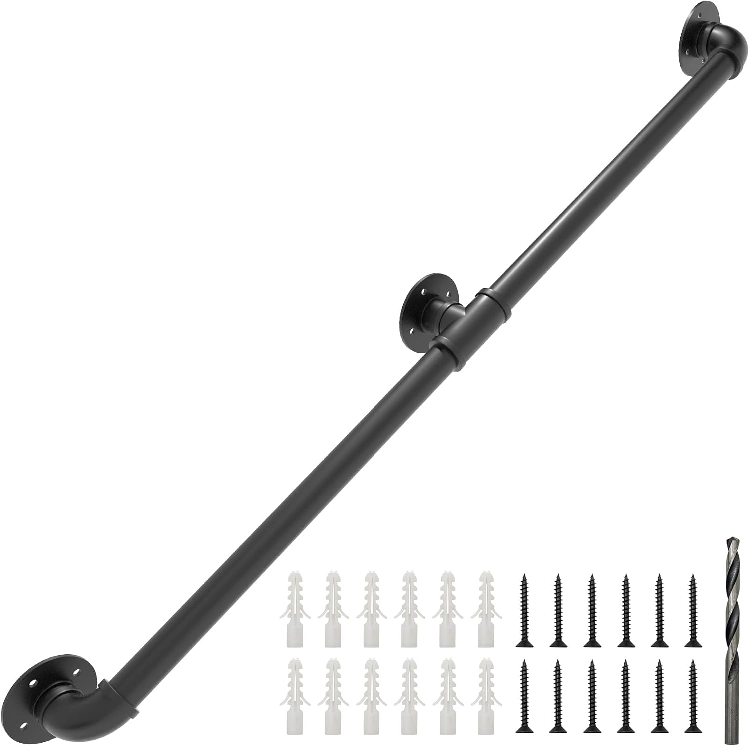 PNBO Wall Handrail 7FT/210CM,Industrial Staircase Railing 1.25 Inch Tube Diameter, Galvanized Pipe Handrail