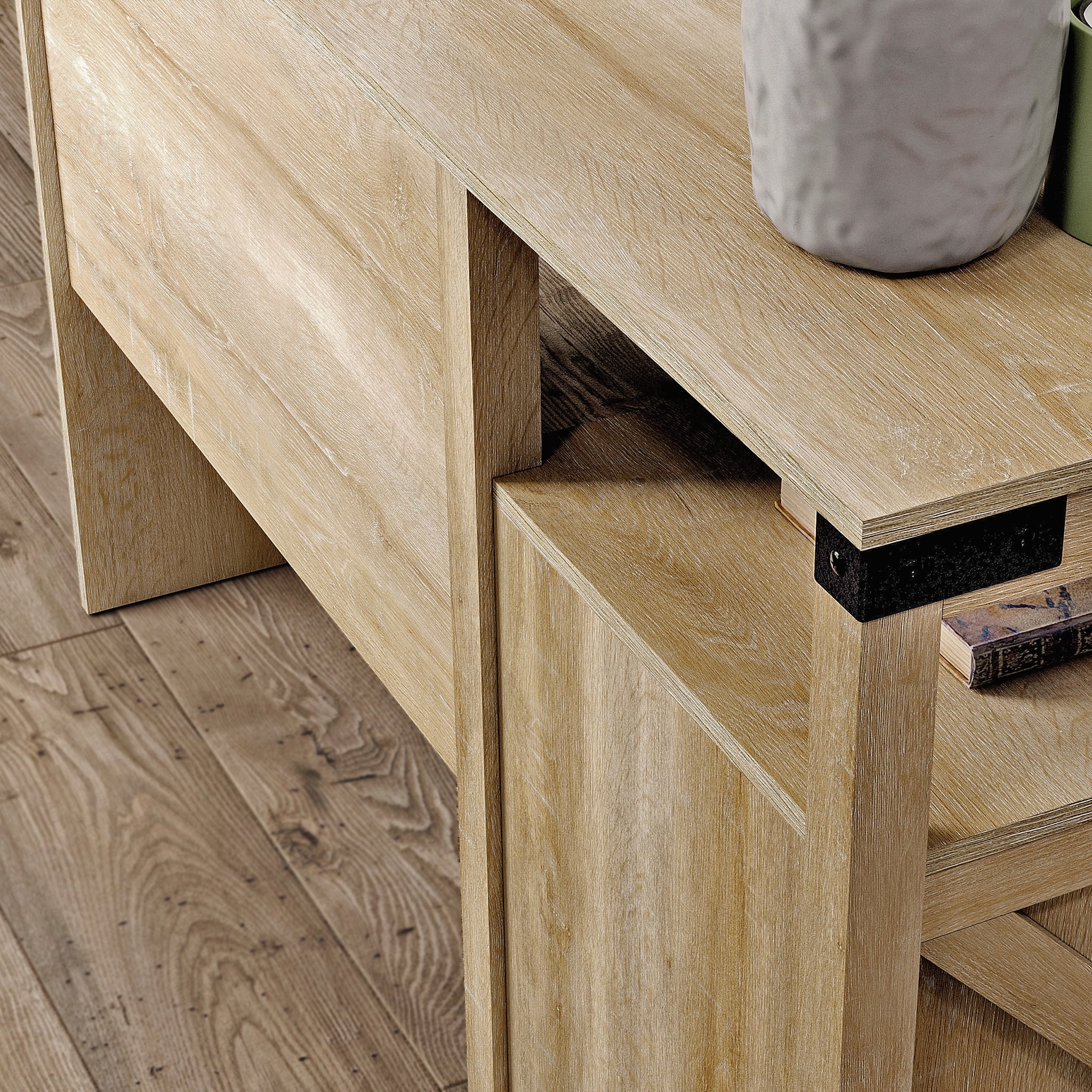 Sauder Saddler Way L-Shape Computer Desk with File Drawer, Orchard Oak Finish