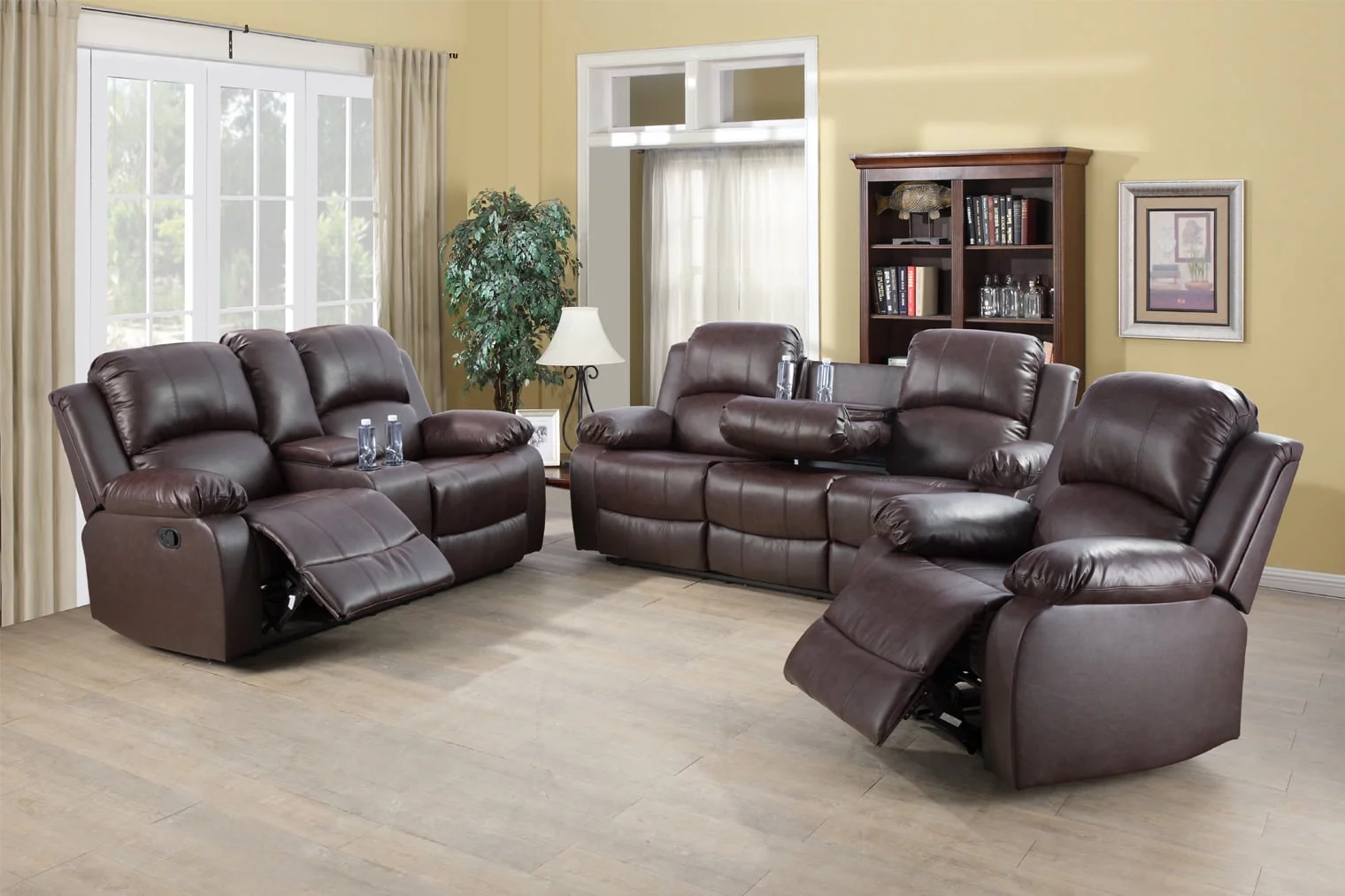 Ainehome Reclining Living Room Sofa Set-3 Seat Sofa, Brown