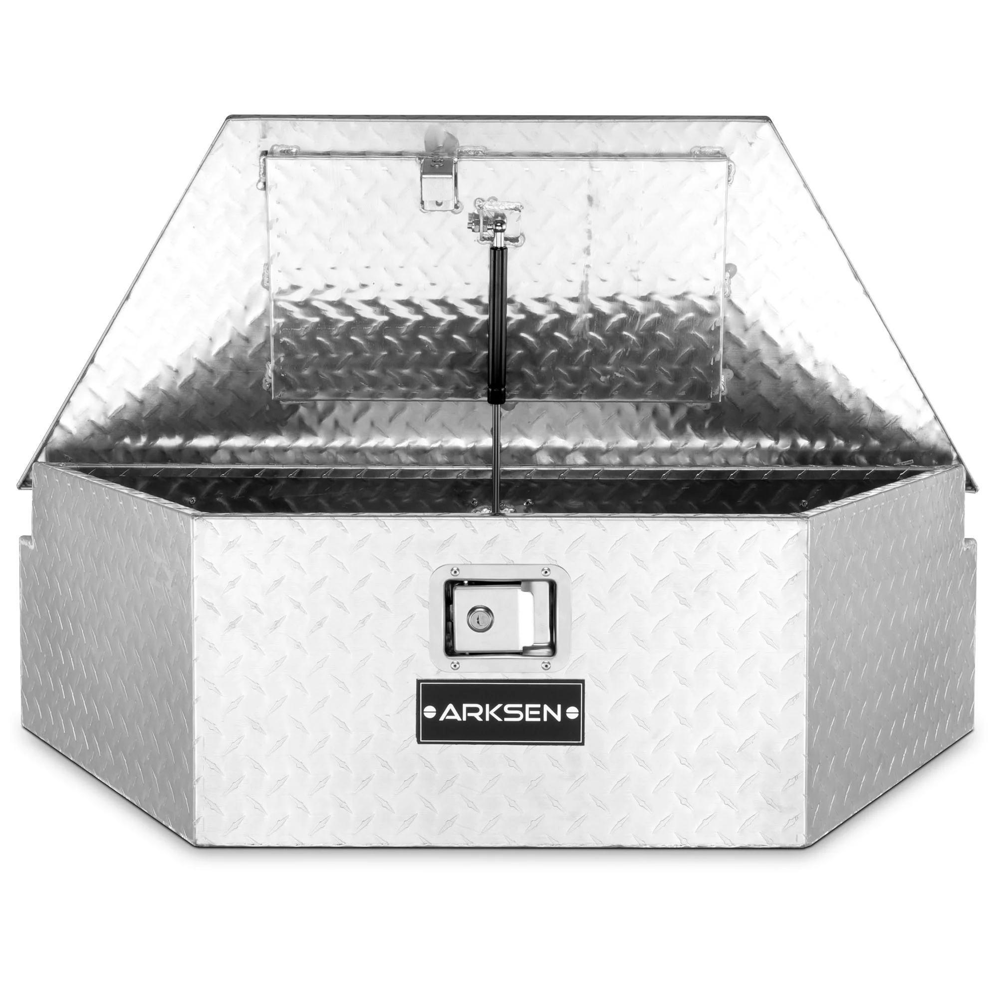 ARKSEN 39 Diamond Plate Aluminum Trailer Tongue Box Pickup Truck Tool Box Storage Organizer With Lock Key, Silver