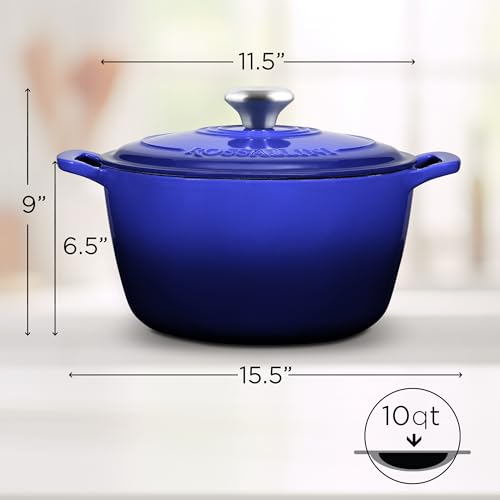 Signature Enameled Cast Iron Dutch Oven, Non-Stick Serving Pot with Tight Fitting Lid for Perfect Roasting, Baking, Sauteing