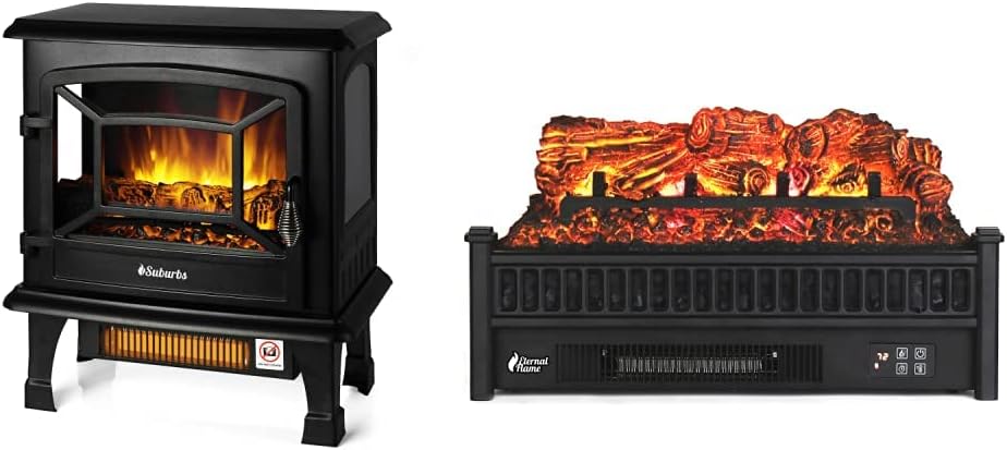 TURBRO Suburbs TS20 Electric Fireplace Infrared Heater, Freestanding Fireplace Stove with Realistic Dancing Flame Effect - CSA Certified