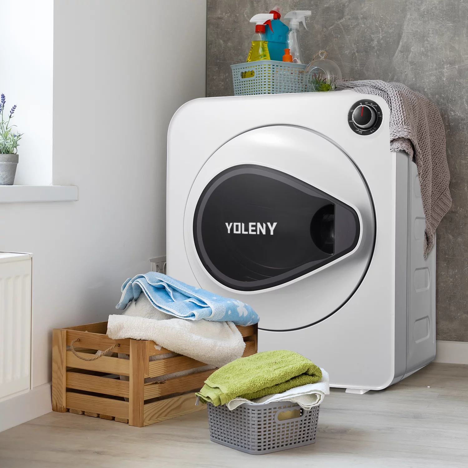 Erinnyees Electric Compact Laundry Dryer, 13.2 lbs Load Stainless Steel Portable Dryer With Exhaust Pipe, Mini Dryer for Apartments, Dorm, White