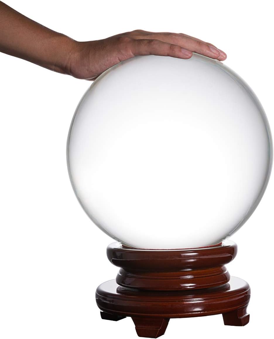 LONGWIN Huge Crystal Ball 250mm(9.8 inch) Feng Shui Ball Sphere with Free Wooden Stand