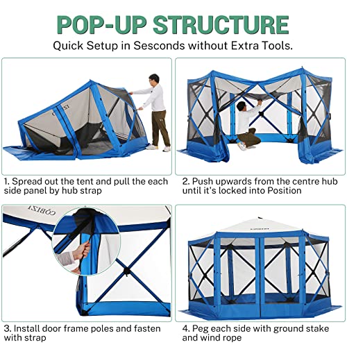 COBIZI 12x12ft Pop up Gazebo Screen Tent Screen House for Camping, Camping Outdoor Screened Gazebo, Canopy Tent