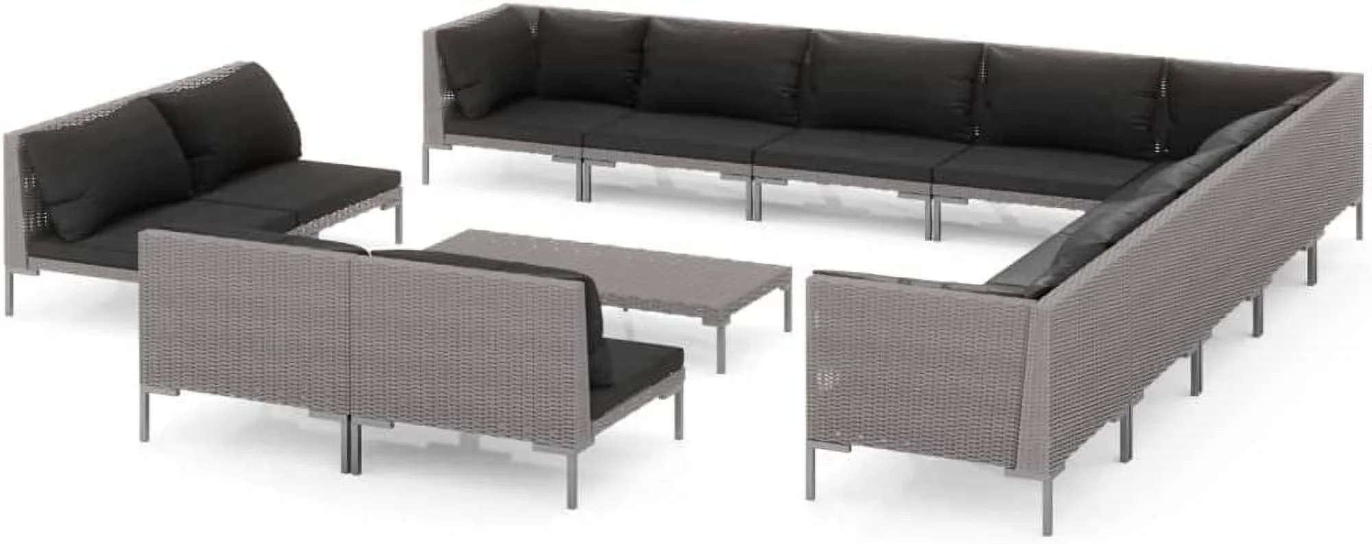 Perfect Garden Outdoor Lawn Yard Terrace Balcony Seat Seating Sitting Chair Bench Furniture Patio Sofa Set 14 Piece Patio Lounge Set with Cushions