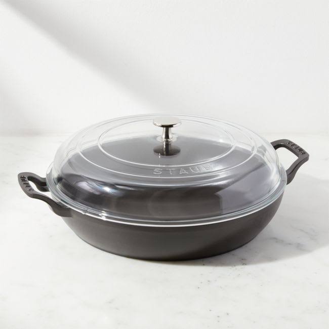 Staub Cast Iron 3.5 Quart Braiser with Glass Lid Matte Black