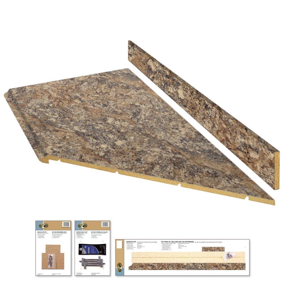 Hampton Bay 8 ft. Brown Laminate Countertop Kit with Right Miter and Full Wrap Ogee Edge in Winter Carnival Granite