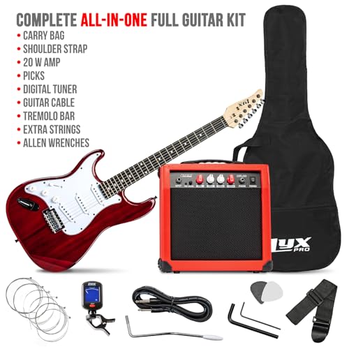 LyxPro Electric Guitar 39" inch Complete Beginner Starter kit Full Size with 20w Amp, Package Includes All Accessories, Digital Tuner, Strings, Picks