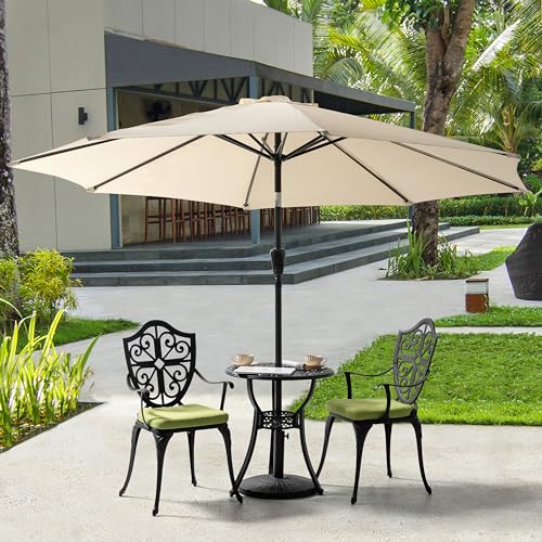 NUU GARDEN 3 Piece Bistro Set Outdoor, All Weather Cast Aluminum Patio Bistro Sets Patio Table and Chairs Set of 2 with Umbrella Hole for Yard