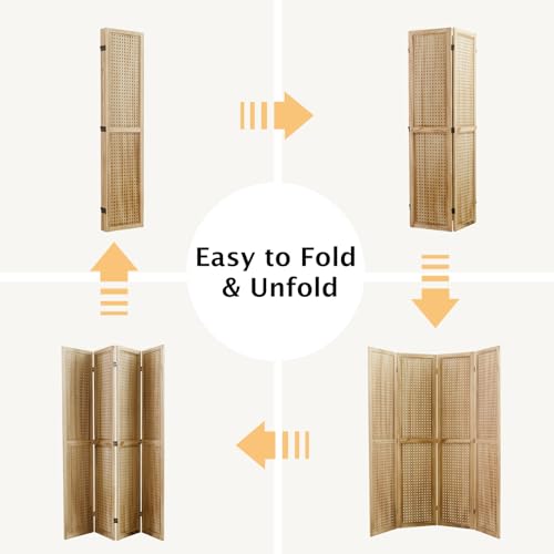 Pegboard Display, 5.6Ft Wooden Room Divider Folding Privacy Screens Portable Freestanding Wall Organizer for Retail Craft Art Display Board (4panels